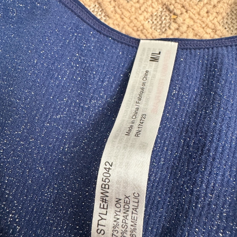 Sparkly Blue Ribbed Crop - Picture 6 of 6